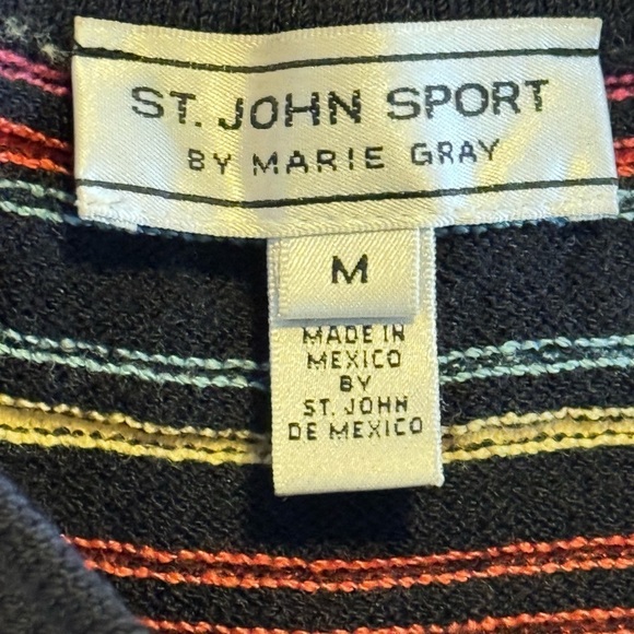 St John Sport Santana Knit Sweater M Mock Neck Sleeveless Y2K Multicolor Crop - Picture 8 of 12